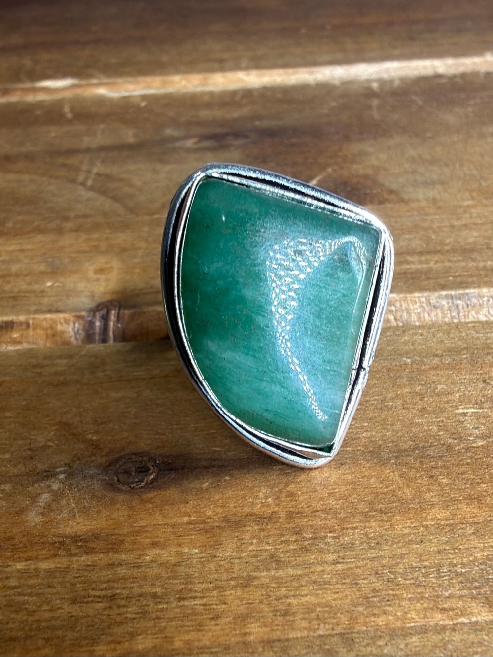 Southwestern Aventurine Gemstone Ring Size 8 Silver 925 Vintage Bohemian Plated